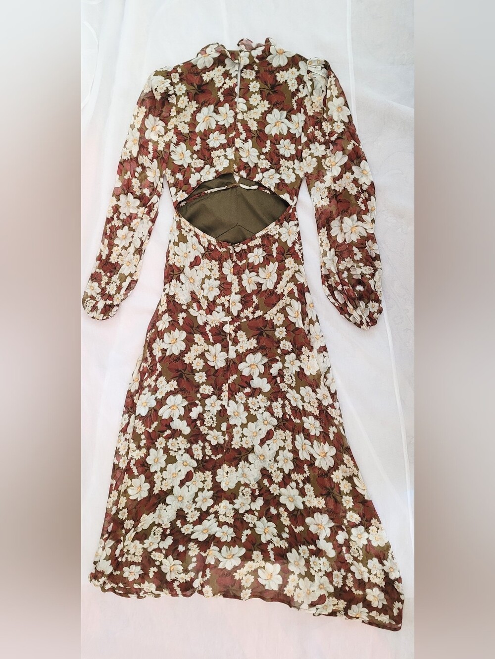 NWOT! ASTR Fall Formal Floral Anthro Women's Open-Back Chiffon Maxi Dress Small - Picture 13 of 17